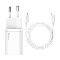 МЗП Baseus Super Silicone PD Charger 25W + Type-C to Type-C White (TZCCSUP-L02)