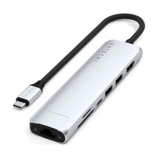 Type C-хаб Satechi 7-in-1 USB-C Slim Multiport Adapter 4K with Ethernet Silver (ST-P7SS)